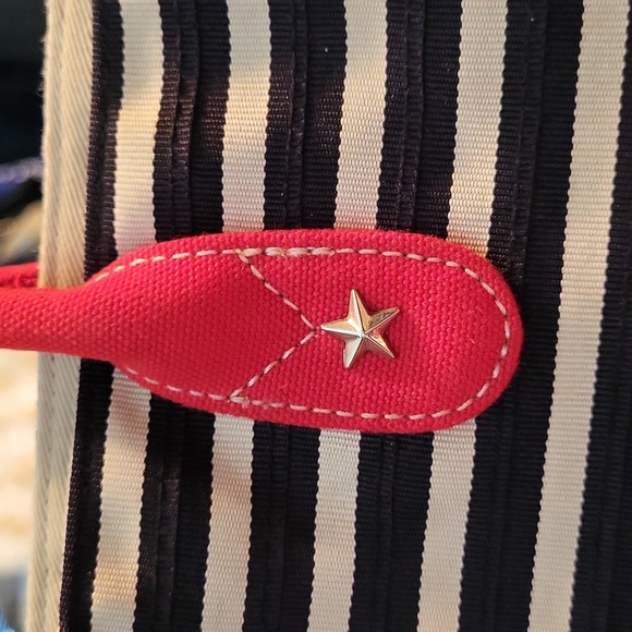 Liz Claiborne Nautical Themed Red & Black Striped Tote Bag, 13.5×11.5×6.5, EUC - Picture 6 of 8